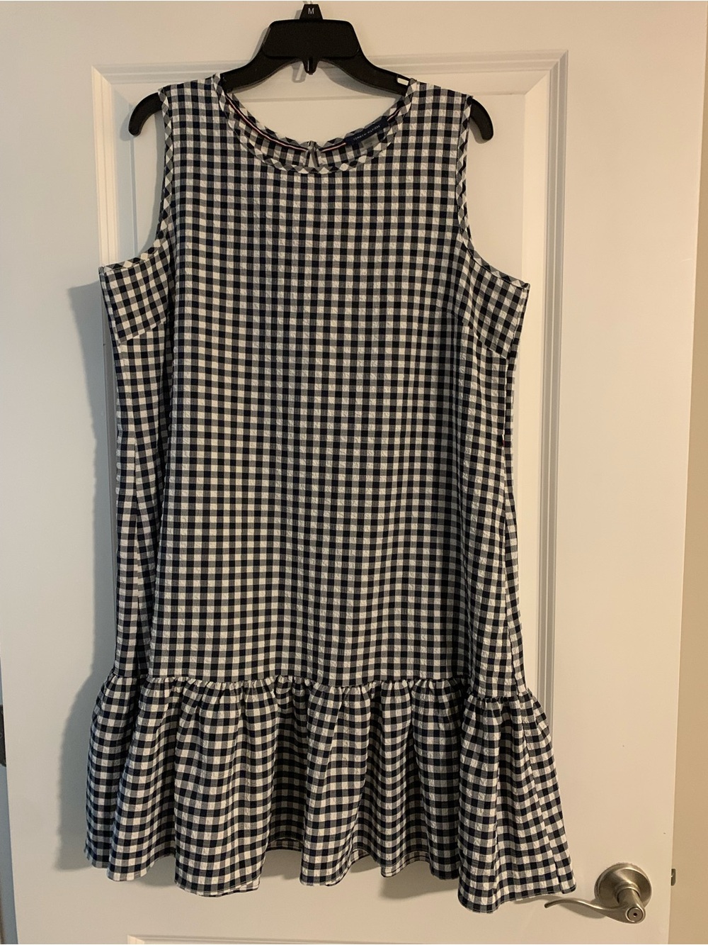 Tommy Hilfiger Black and White Gingham Ruffle-Hem Dress